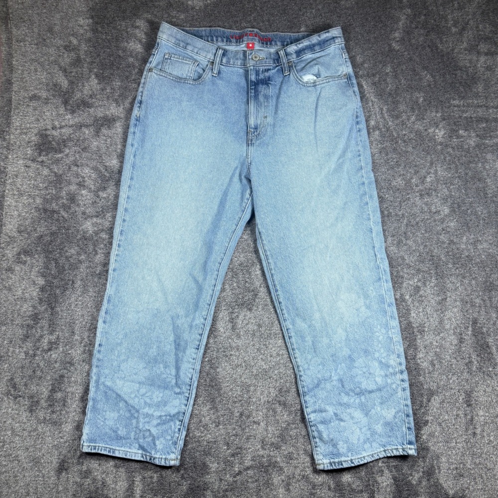 Lucky Brand 90s Loose High Rise Crop Floral Jeans Light Wash Blue 12/31